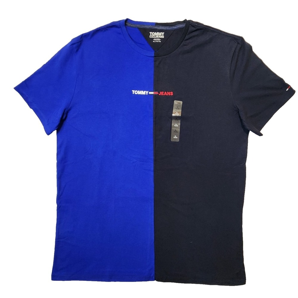 Tommy Hilfiger Men's Colorblock T-Shirt Embroidery Logo Short Sleeve Size XL New